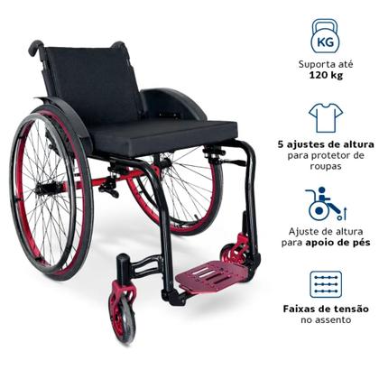 Imagem de Cadeira de Rodas para Idosos Alumínio Monobloco 120kg Assento 40cm