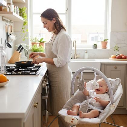 Imagem de Cadeira Descanso Bebê Musical Polar Skyline Cinza Maxi Baby