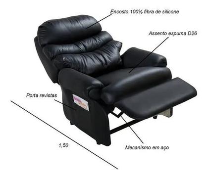 Imagem de Cadeira Do Papai Reclinável Grande Confortavel Korin Preto