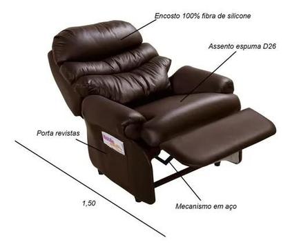 Imagem de Cadeira Do Papai Reclinável Grande Confortavel Kourin Marron