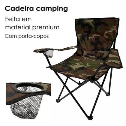 Imagem de Cadeira Dobravel 150kg Pesca Camping Camuflado +Covo Armadilha