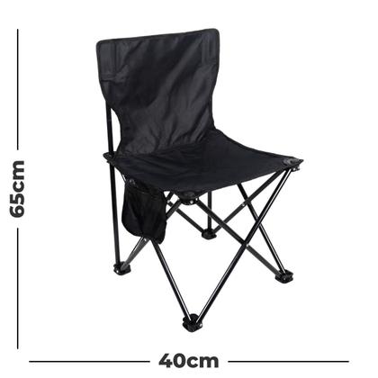 Imagem de Cadeira Dobrável de Acampamento Portátil Banco Pesca Preta