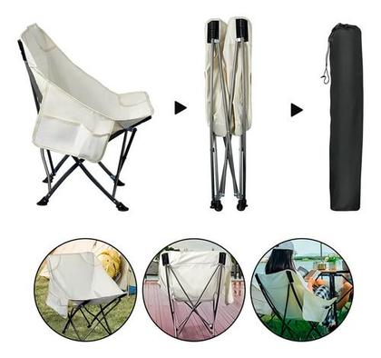 Imagem de Cadeira Dobrável De Camping Pesca Premium Bege Com Bolso