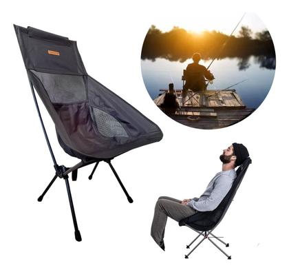 Imagem de Cadeira Dobrável Pesca Camping Praia Encosto 140kg Com Bolsa