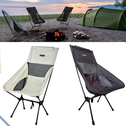 Imagem de Cadeira Dobrável Pesca Camping Praia Encosto 140kg Com Bolsa