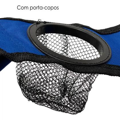 Imagem de Cadeira Dobravel Portatil 150kg Camping Azul Bolsa Transport