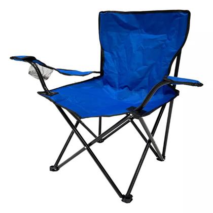 Imagem de Cadeira Dobravel Portatil 150kg Camping Azul Bolsa Transport