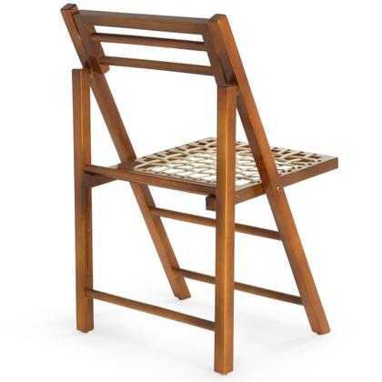 Imagem de Cadeira Dobrável Rústica de Madeira e Corda Náutica - Castanho