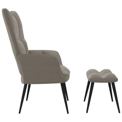 Imagem de Cadeira e banquinho relaxantes vidaXL Light Grey Velvet Modern