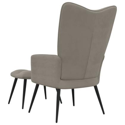 Imagem de Cadeira e banquinho relaxantes vidaXL Light Grey Velvet Modern