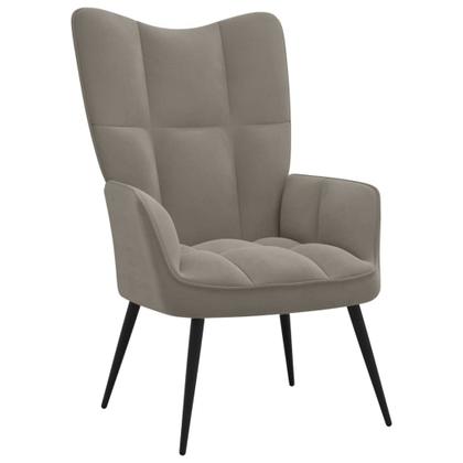 Imagem de Cadeira e banquinho relaxantes vidaXL Light Grey Velvet Modern