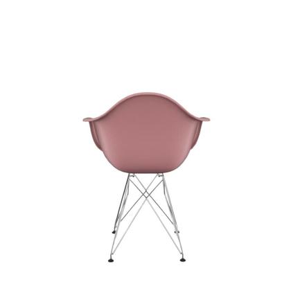 Imagem de Cadeira Eames Com Braço Eiffel Rosa Empório Tiffany Base Aço Cromado