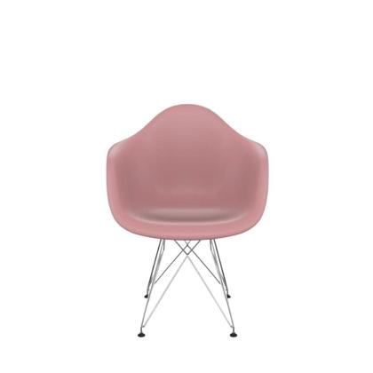 Imagem de Cadeira Eames Com Braço Eiffel Rosa Empório Tiffany Base Aço Cromado