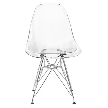 Imagem de Cadeira Eames Cristal Transparente Eiffel Base Metal Cromado