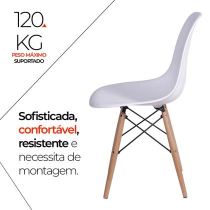 Imagem de Cadeira Eames Para Mesa Sala De Jantar Cozinha Branca Base Madeira