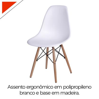 Imagem de Cadeira Eames Para Mesa Sala De Jantar Cozinha Branca Base Madeira