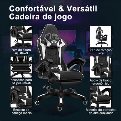 Cadeira Ergonomica Gamer Python Fly Com Apoio Para Os Pés Branco ...