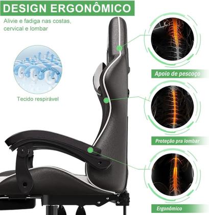 Cadeira Ergonomica Gamer Python Fly Com Apoio Para Os Pés Branco ...