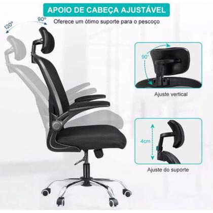 Imagem de Cadeira Ergonômica Giratoria de Escritorio Ajuste de Lombar