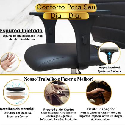 Imagem de Cadeira Ergonômica Giratória Executiva Office Magnum Gomada Nr17 material sintético