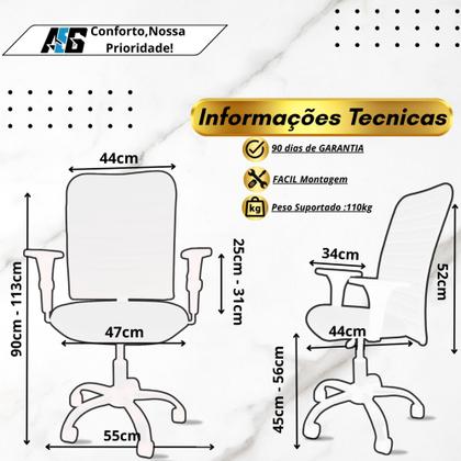 Imagem de Cadeira Ergonômica Giratória Executiva Office Magnum Gomada Nr17 material sintético