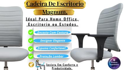 Imagem de Cadeira Escritório Ergonômica Cinza Apoio Lombar Com Encosto Office Executiva Giratória Braço Regulável Rodinha Confortável Ajuste De Altura