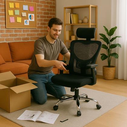 Imagem de Cadeira Escritório Ergonômica Com Encosto Premium Presidente