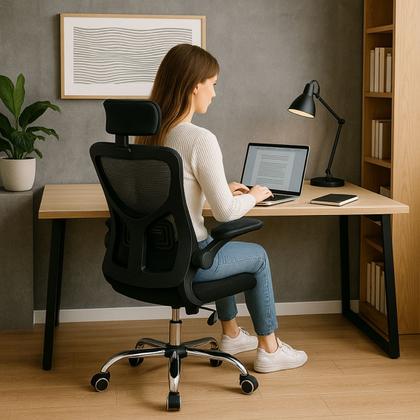 Imagem de Cadeira Escritório Ergonômica Com Encosto Premium Presidente