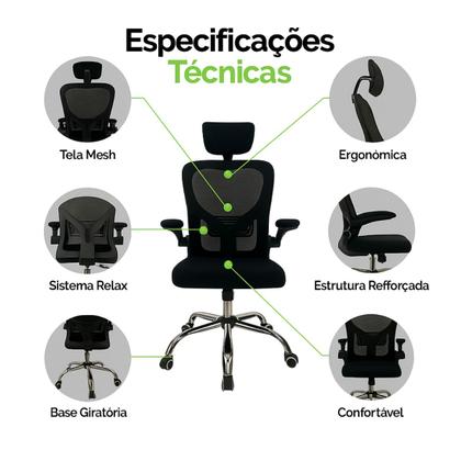 Imagem de Cadeira Escritório Ergonômica Com Encosto Premium Presidente