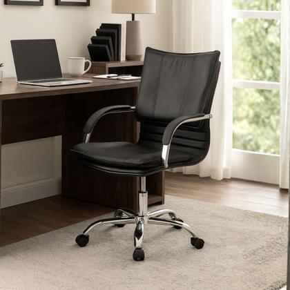 Imagem de Cadeira Escritório Giratória Denver Preta Or Design com Altura Ajustável, Encosto Anatômico, Rodízios PU e Suporte 120kg