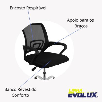 Imagem de Cadeira Escritório Giratória Escrivaninha Secretária Arco Preto Ergonomica Escrivaninha Conforto e Elegância