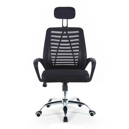 Imagem de Cadeira Escritório Giratória Zebrada Tela Mesh com Suporte Cabeça Conforto Trabalhar