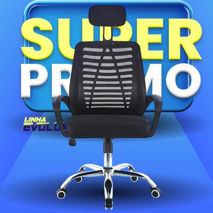 Imagem de Cadeira Escritório Giratória Zebrada Tela Mesh com Suporte Cabeça Conforto Trabalhar