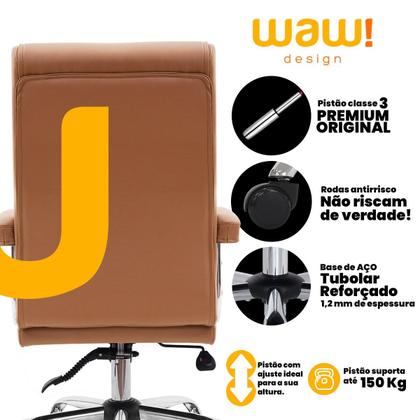 Imagem de Cadeira Escritório Munique Big Presidente Caramelo Mola Ensacada Base Giratória Altura Ajustável