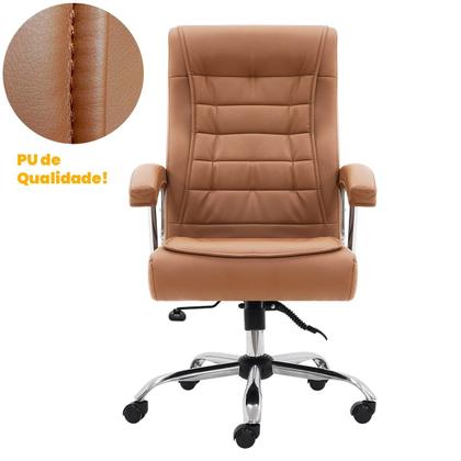 Imagem de Cadeira Escritório Munique Big Presidente Caramelo Mola Ensacada Base Giratória Altura Ajustável