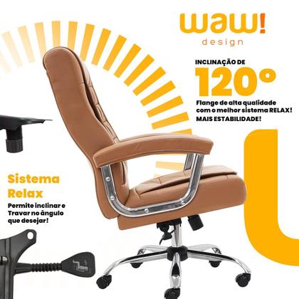 Imagem de Cadeira Escritório Munique Big Presidente Caramelo Mola Ensacada Base Giratória Altura Ajustável