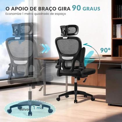 Imagem de Cadeira Escritório Presidente Ergonômica Vênega VT20 Tela Mesh Suporta 120kg Giratória Com Rodas Ajustável Reclinável Verittas Home Office Executiva P