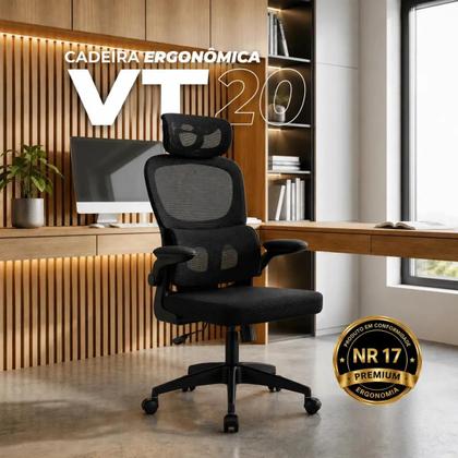 Imagem de Cadeira Escritório Presidente Ergonômica Vênega VT20 Tela Mesh Suporta 120kg Giratória Com Rodas Ajustável Reclinável Verittas Home Office Executiva P