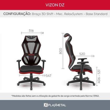 Imagem de Cadeira Escritório Presidente Gamer Vizon DZ Plaxmetal Relaxsystem Preta/Azul