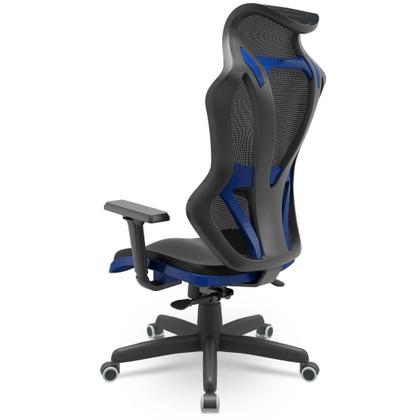 Imagem de Cadeira Escritório Presidente Gamer Vizon DZ Plaxmetal Relaxsystem Preta/Azul