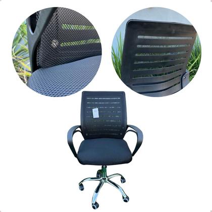 Imagem de Cadeira Escritório Secretaria Modelo Confort com pês em inox e rodinhas