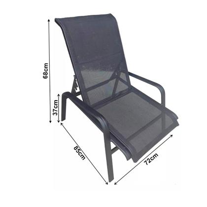 Imagem de Cadeira Espreguiçadeira Ajustável Para Área Gourmet Telma Em Alumínio Preto