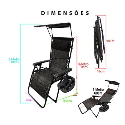 Imagem de Cadeira Espreguiçadeira Dobravel Jardim Praia Sol Verao Gravidade Zero Reclinavel Acampamento Lazer Ar Livre Quintal Portatil