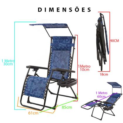 Imagem de Cadeira Espreguiçadeira Praia Dobravel Reclinavel Piscina Verao Jardim Quintal Varanda Lazer Descanso Pescaria Ar Livre Gravidade Zero