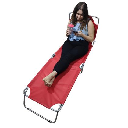 Imagem de Cadeira Espreguiçadeira Reclinavel 3 Posiçoes Dobravel Piscina Jardim Quintal Varanda Praia Sol Verao Lazer  Descanso