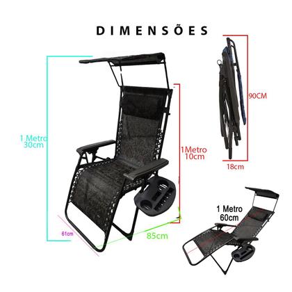Imagem de Cadeira Espreguiçadeira Reclinavel Dobravel Praia Piscina Sol Verao Jardim Gravidade Zero Lazer Ar Livre Acampamento Portatil Quintal