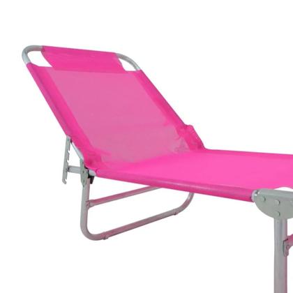 Imagem de Cadeira Espreguiçadeira Rosa Alumínio 4 Posições Reforçada Ajustável Reclinável Bel - 414710