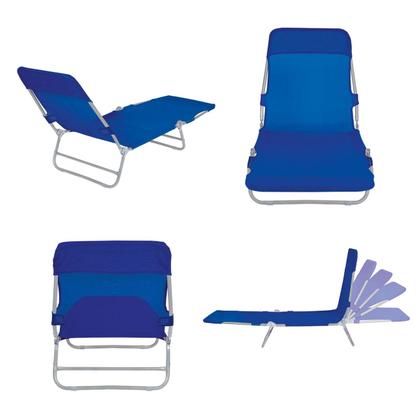 Imagem de Cadeira Espreguiçadeira Textilene Aço Ajustável Azul - Mor