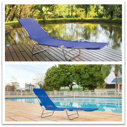 Imagem de Cadeira Espreguiçadeira Textilene Aço Ajustável Azul - Mor
