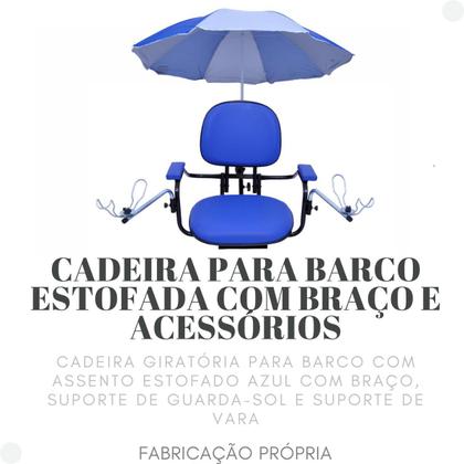Imagem de Cadeira Estofada Com Braço Para Barco C/ Acessórios Azul